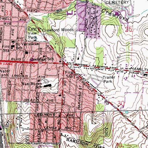 Topographic Map of Fairfield Township Fire Department Station 2, OH