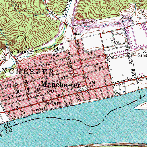 Topographic Map of Manchester Life Squad, OH