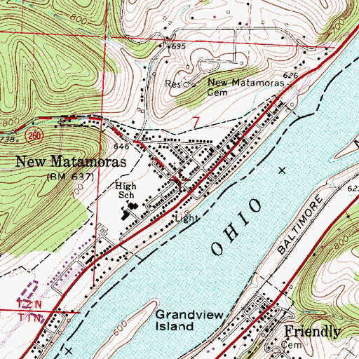 Topographic Map of New Matamoras Emergency Medical Services, OH