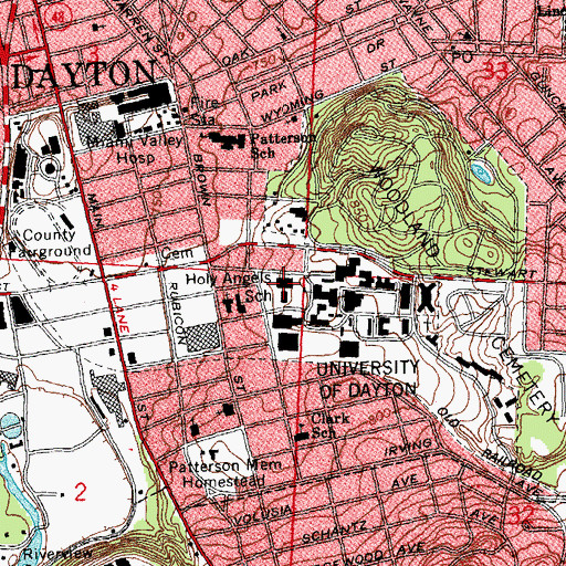 Topographic Map of University of Dayton Department of Public Safety, OH