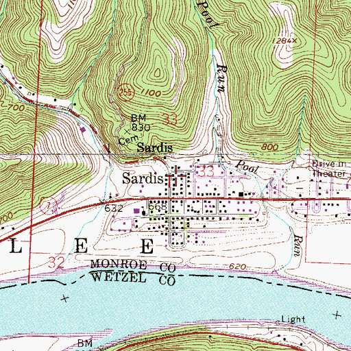 Topographic Map of Monroe County Emergency Medical Services Squad 5 Sardis, OH