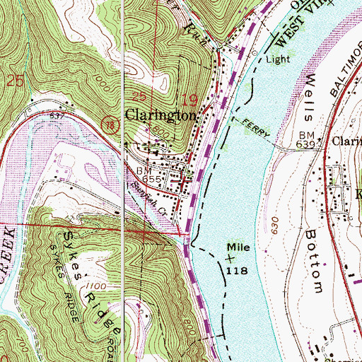 Topographic Map of Monroe County Emergency Medical Services Squad 3 Clarington, OH