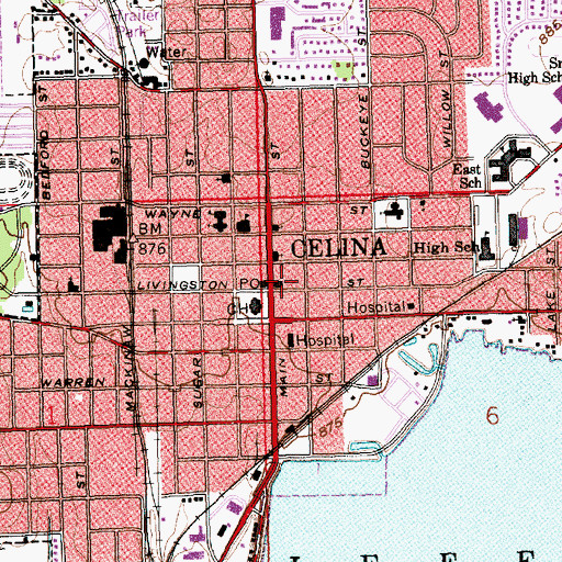 Topographic Map of Mercer County Emergency Medical Services, OH