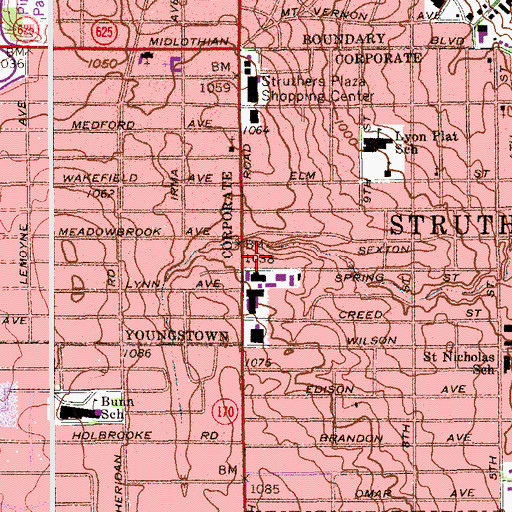 Topographic Map of Clemente - McKay Ambulance Service, OH