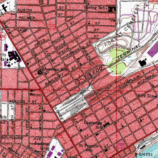 Topographic Map of LifeStar Ambulance and Rescue, OH