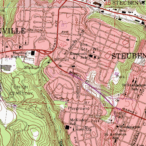 Topographic Map of Ambulance Service, OH