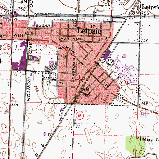 Topographic Map of Leipsic Emergency Medical Services, OH