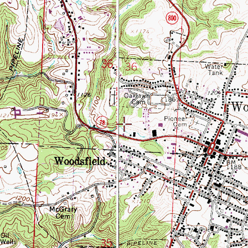 Topographic Map of Monroe County Emergency Medical Services Squad 4 Woodsfield, OH