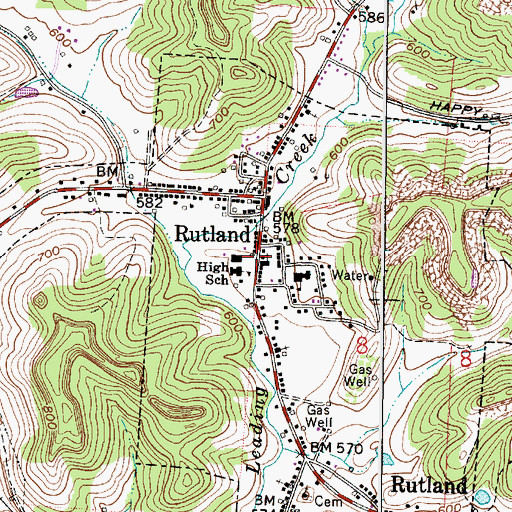 Topographic Map of Rutland Emergency Medical Services, OH