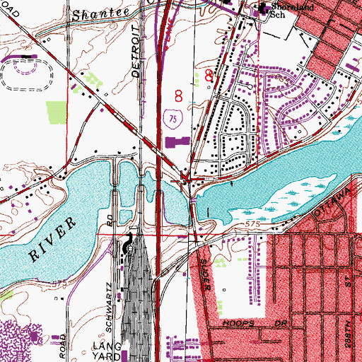 Topographic Map of Brookside Ambulance Service Rumpf Ambulance, OH