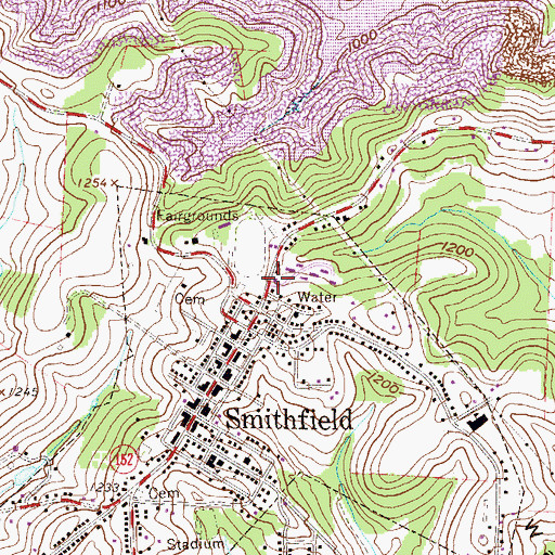 Topographic Map of Smithfield Emergency Squad, OH
