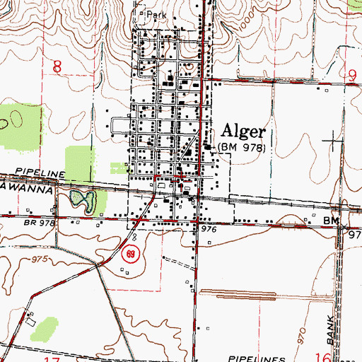 Topographic Map of Upper Scioto Valley Ambulance District Alger Station, OH