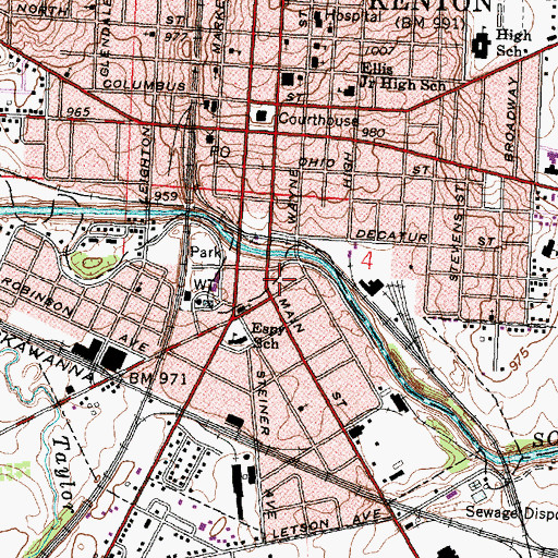Topographic Map of Buck - Pleasant - Kenton Ambulance District, OH