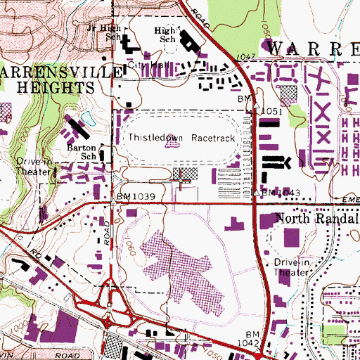 Topographic Map of Thistledown Race Track Emergency Medical Services, OH