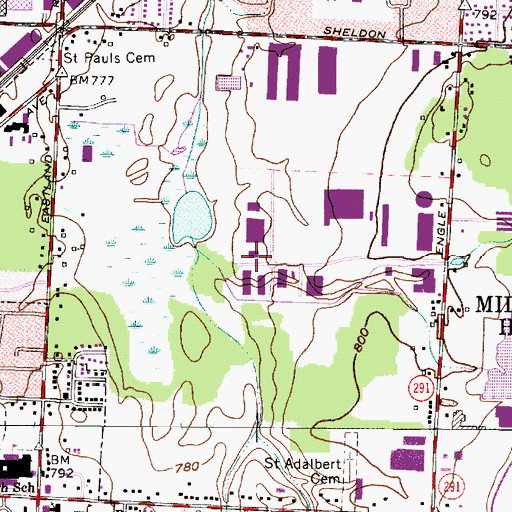 Topographic Map of Donald Martens and Sons Ambulance Service, OH