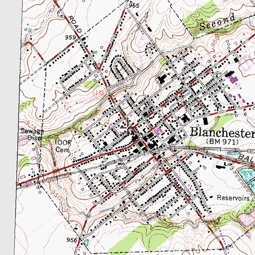 Topographic Map of Blanchester Community Service Association, OH