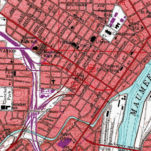 Topographic Map of Lucas County Emergency Medical Services - Life Squad 1, OH