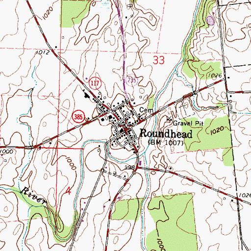 Topographic Map of Upper Scioto Valley Ambulance District Roundhead Station, OH