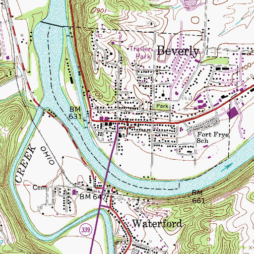 Topographic Map of Beverly - Waterford Township Rescue Squad, OH