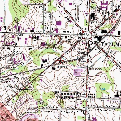 Topographic Map of Mitchens Transportation Services, OH