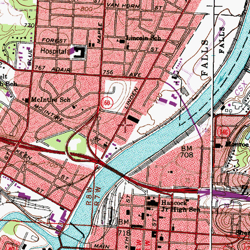 Topographic Map of Community Ambulance Service, OH