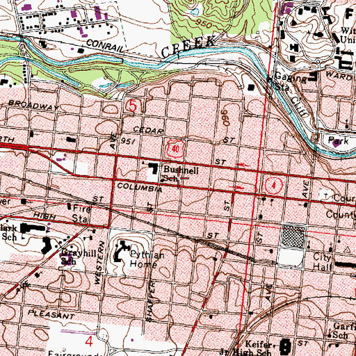 Topographic Map of Med Trans Emergency Medical Services, OH