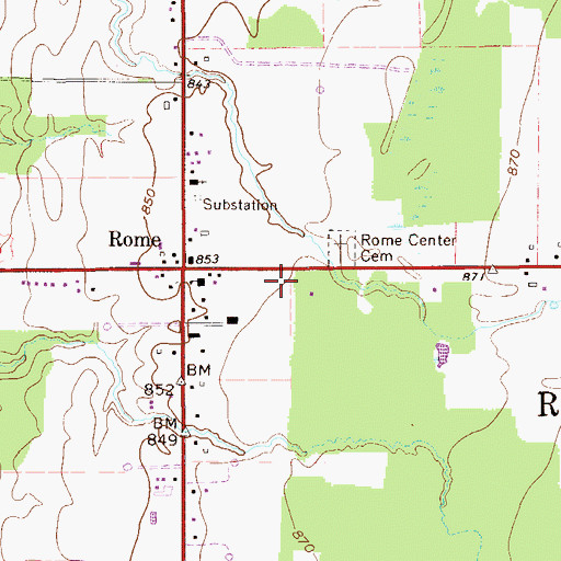 Topographic Map of Ashtabula County South Central Ambulance District, OH