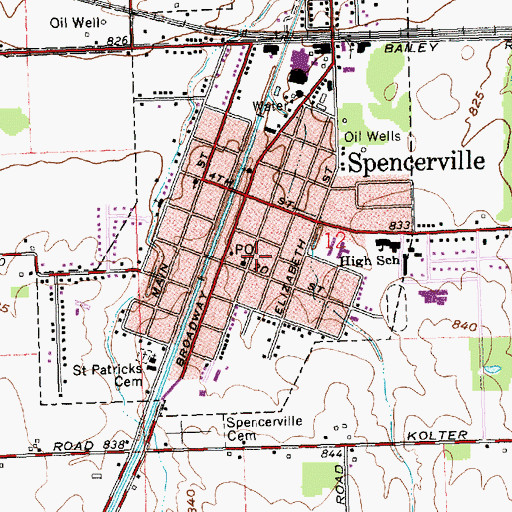Topographic Map of Spencerville Ambulance Service, OH