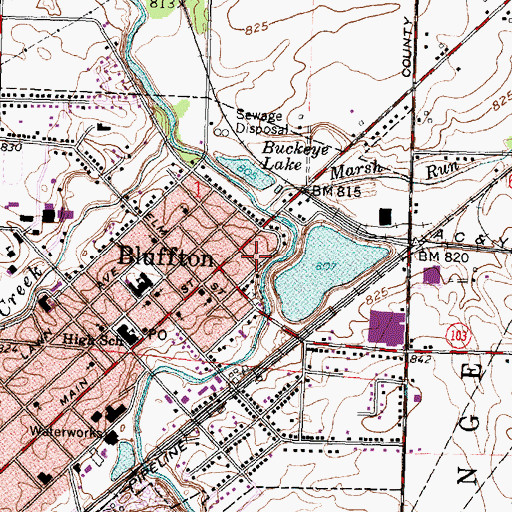 Topographic Map of Bluffton Emergency Medical Services, OH