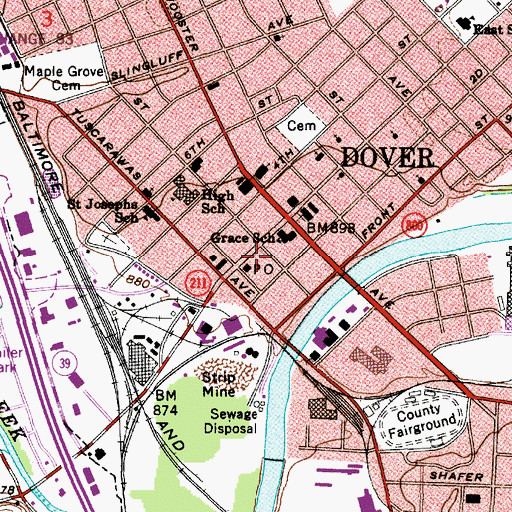 Topographic Map of Smith Ambulance Service, OH