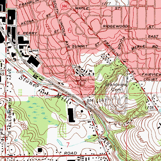 Topographic Map of K L G Mobile Intensive Company, OH