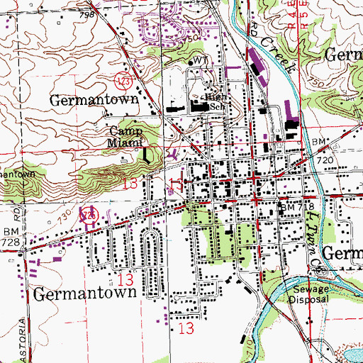 Topographic Map of Germantown Rescue Squad, OH