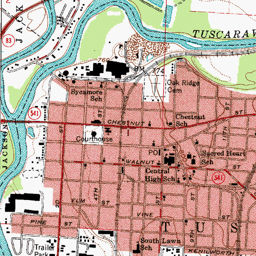 Topographic Map of Coshocton County Emergency Medical Services, OH