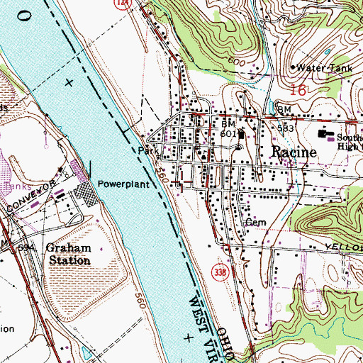 Topographic Map of Racine Emergency Medical Services, OH