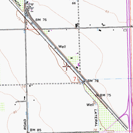 Topographic Map of Lateral Three West, CA