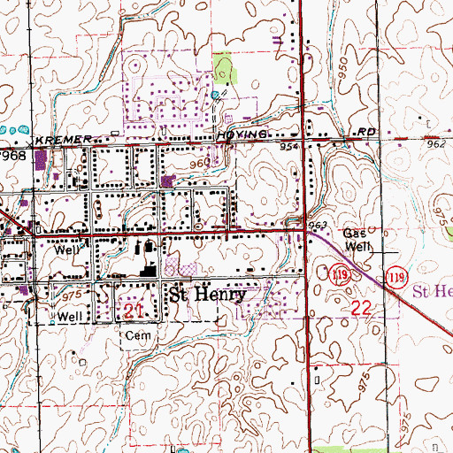 Topographic Map of Saint Henry Emergency Medical Services, OH