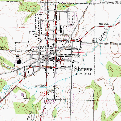 Topographic Map of Shreve Emergency Medical Services, OH