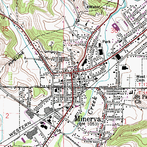 Topographic Map of Bartleys Ambulance Service, OH