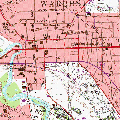 Topographic Map of Action Ambulance Service, OH