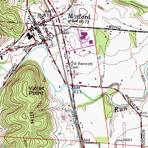 Topographic Map of Minford Emergency Ambulance Service, OH