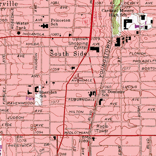 Topographic Map of Rural / Metro Corporation Youngstown, OH