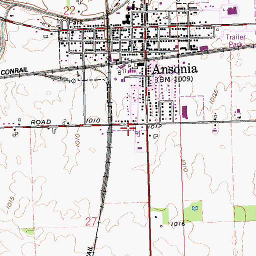 Topographic Map of ANSONIA RESCUE SQUADS, OH