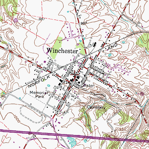 Topographic Map of Winchester - Wayne Township Life Squad, OH