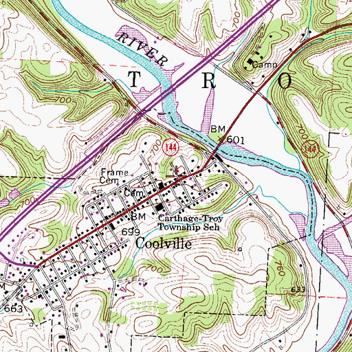 Topographic Map of Southeast Ohio Emergency Medical Services Station 2 Coolville, OH