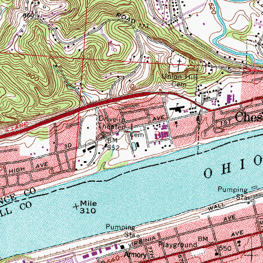 Topographic Map of Southeast Ohio Emergency Medical Services Station 13 Chesapeake, OH