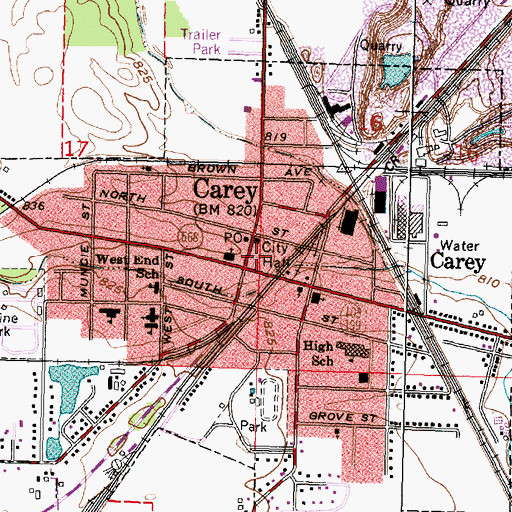 Topographic Map of Wyandot County Emergency Medical Services Satellite Station, OH