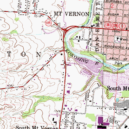 Topographic Map of Lifecare Medical Services Mount Vernon Substation, OH