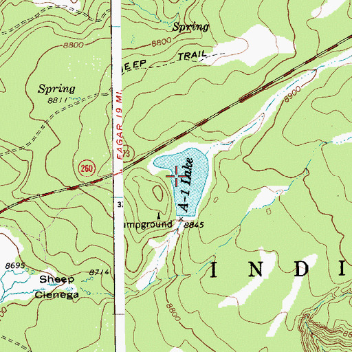 Topographic Map of A One Lake, AZ
