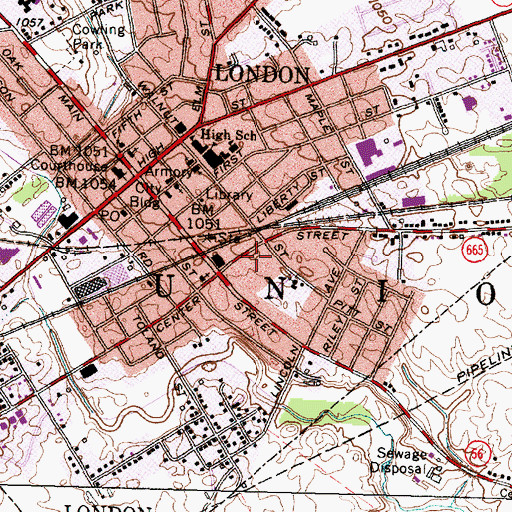 Topographic Map of Madison County Emergency Medical District, OH