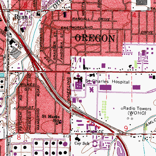 Topographic Map of Lifestar Ambulance Service, OH